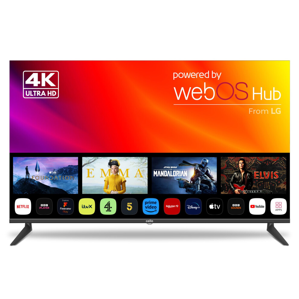 Cello 50? inch Smart Ultrafast WebOS 4K TV, 3 Years Warranty, Freeview Play FreeSat, Bluetooth. Netflix, Apple TV+, BBC iPlayer Frameless Bezel Made