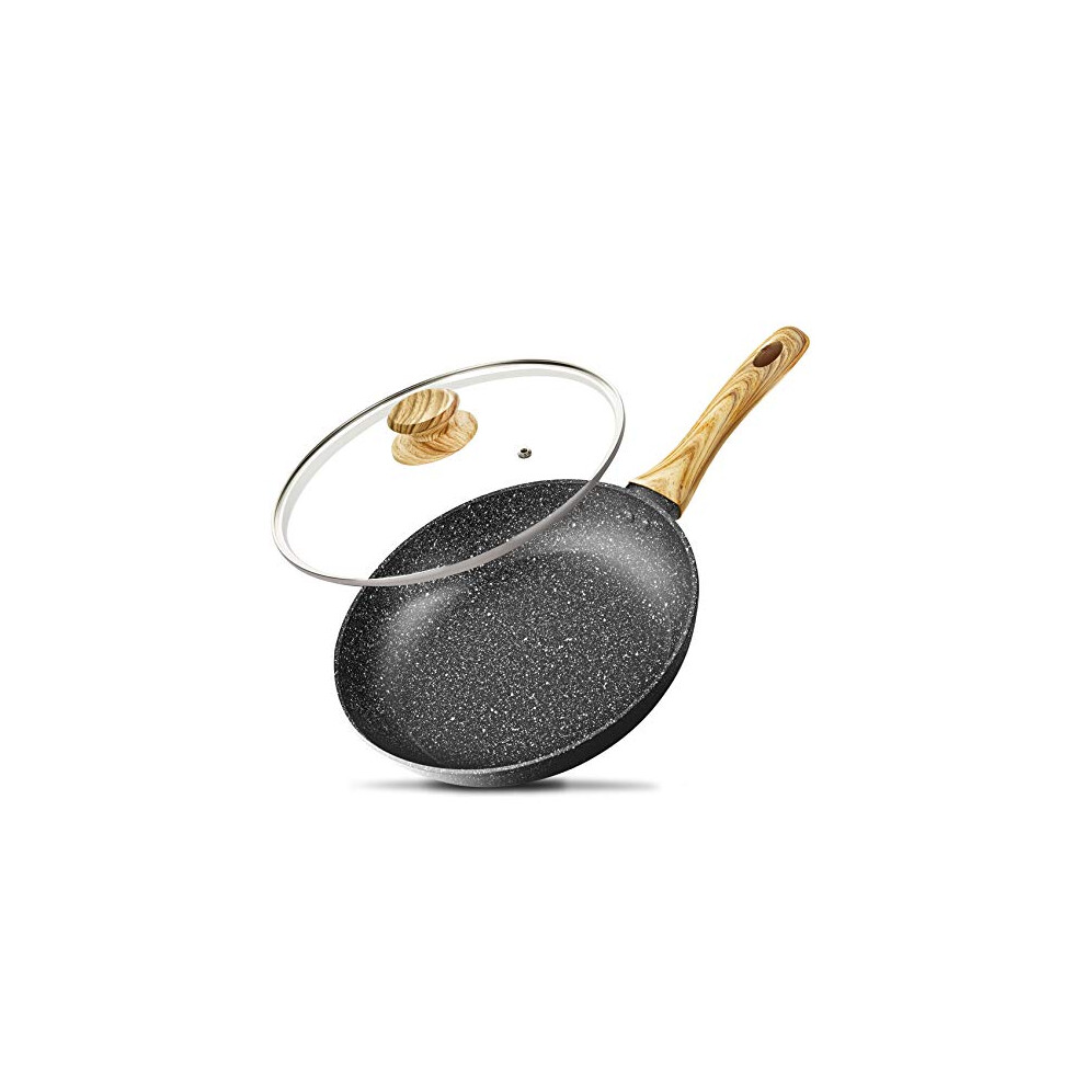 Michelangelo 26Cm Frying Pan With Lid, Frying Pan With Lid, Non Stick Frying Pan With Bakelite Handle, Frying Pan For Induction Hob With Stone-Derived