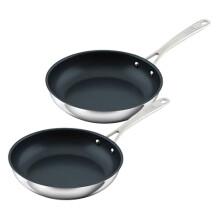 KUHN RIKON Allround Oven-Safe Induction Non-Stick Frying Pan, Set of 2, 24 cm and 28 cm, Stainless Steel, Silver