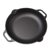 Victoria Cast Iron Paella Frying Pan Seasoned with 100% Kosher Certified Non-GMO Flax seed Oil, 13 Inches, Black