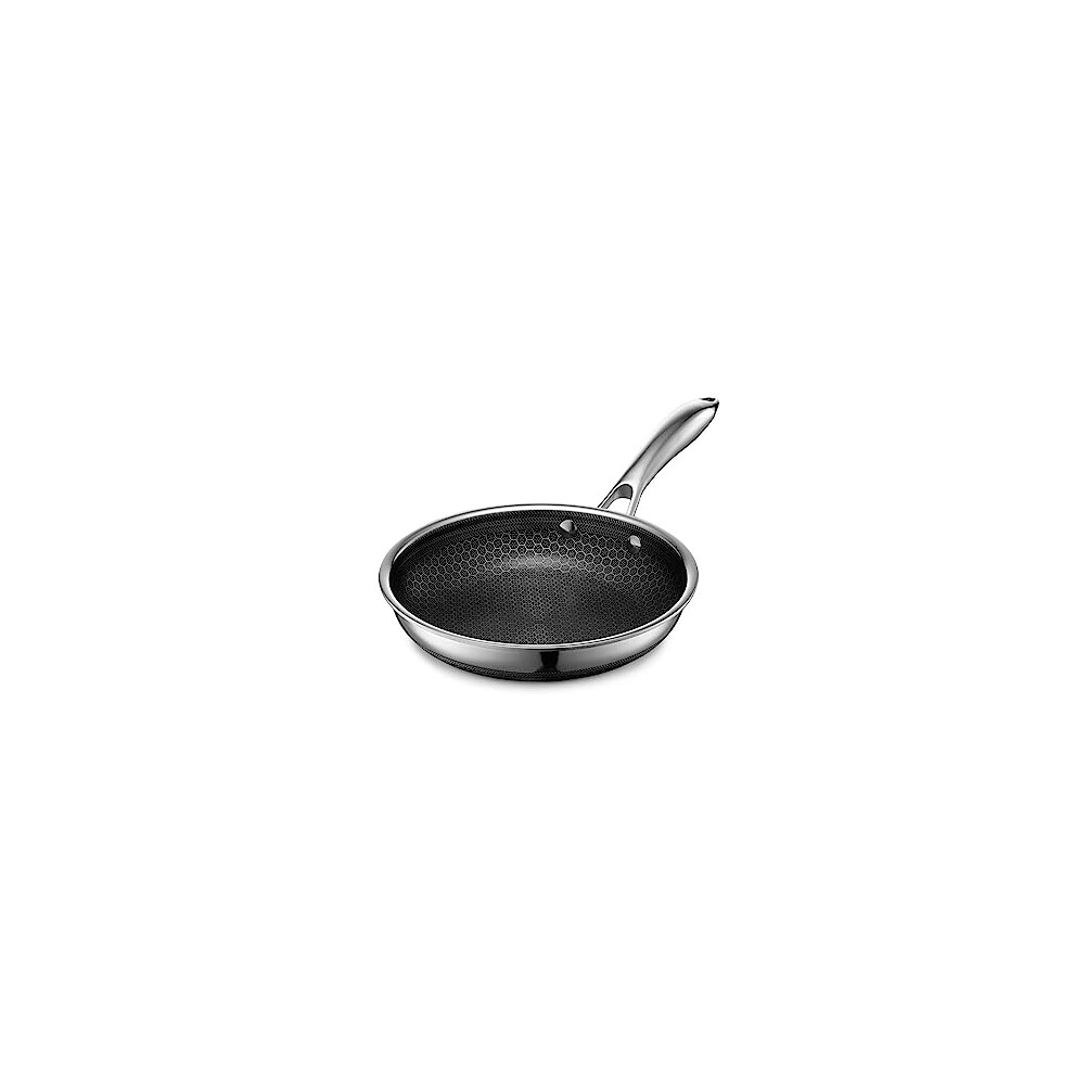 HexClad 20 cm Frying Pan with Stay-Cool Handle, Hybrid Stainless Steel PFOA-Free Non-Stick Surface, Works with Induction, Ceramic, Electric, and Gas