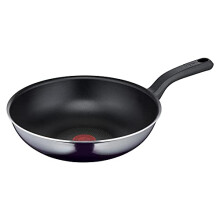 Tefal D52619 Resist Wok Pan | Safe Titanium Non-Stick Coating | Thermo-Signal Temperature Indicator | Easy Cleaning | Flame Protect Technology | Black