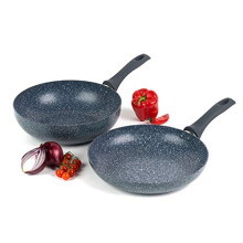 Russell Hobbs COMBO-4840A Nightfall Stone 2-Piece Pan Set, 28 cm Non-Stick Frying Pan and Stir-Fry Pan Set, Induction Hob Fry Pan, Pressed Aluminium
