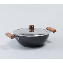 Wonder Chef Ebony Hard Anodized Kadhai, Wok with Lid 24 cm, Black, 63152544