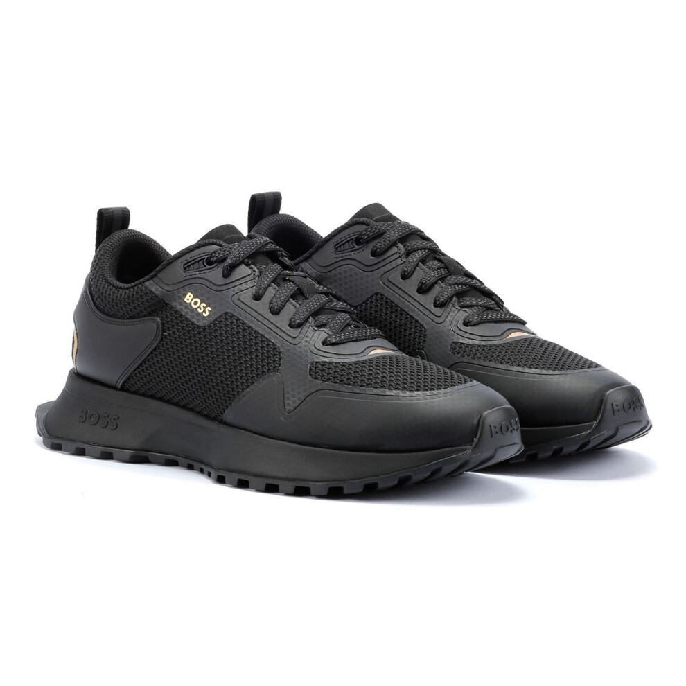 (Black, 7 (Adults')) Boss Jonah Running Mesh Men's Black/Gold Trainers