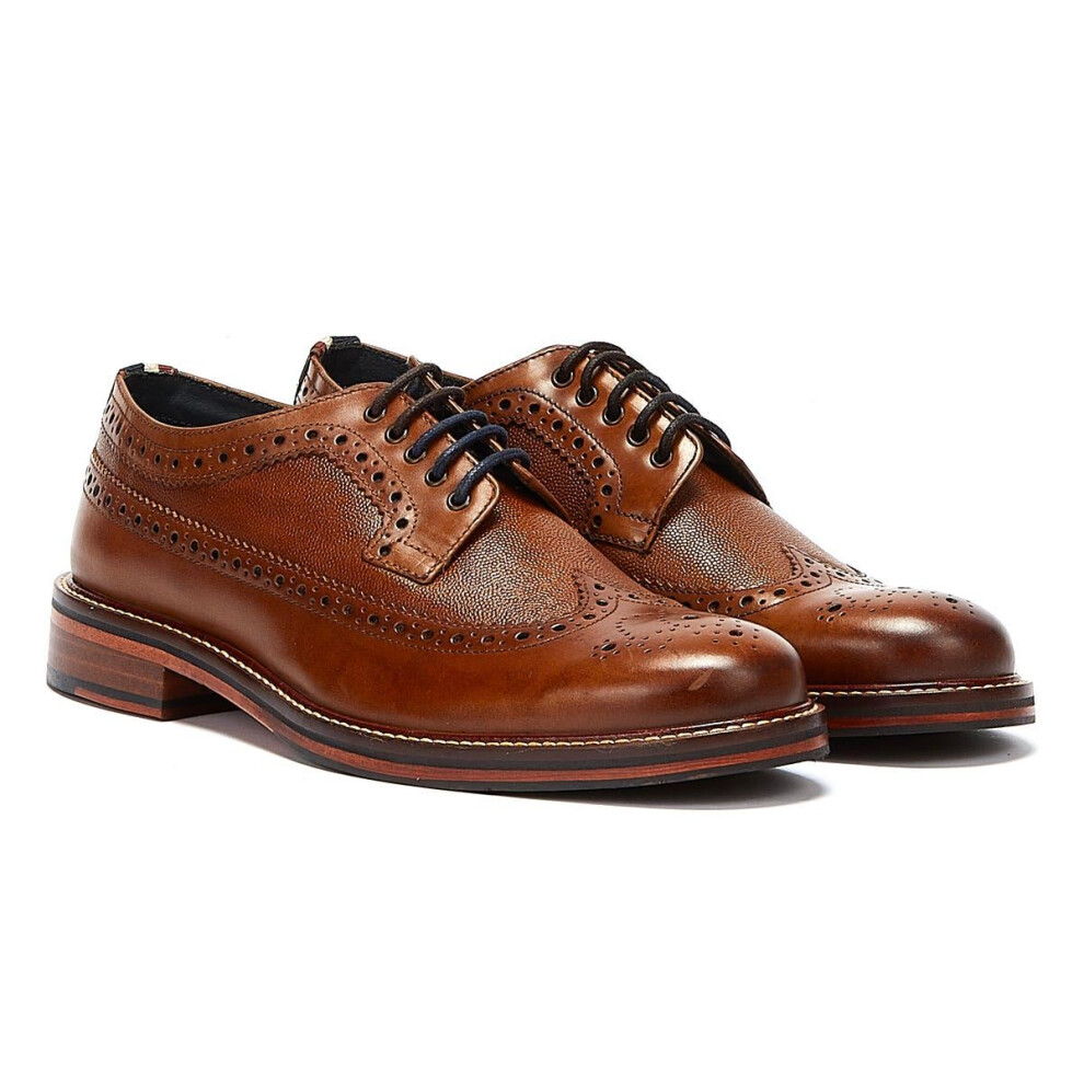 Ben Sherman (Brown, 10 (Adults')) Archie Brogue Leather Men's Tan Lace-Up Shoes