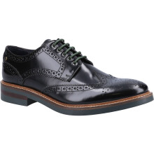 (Black, 12 (Adults')) Base London Woburn Leather Men's Black Brogues Shoes