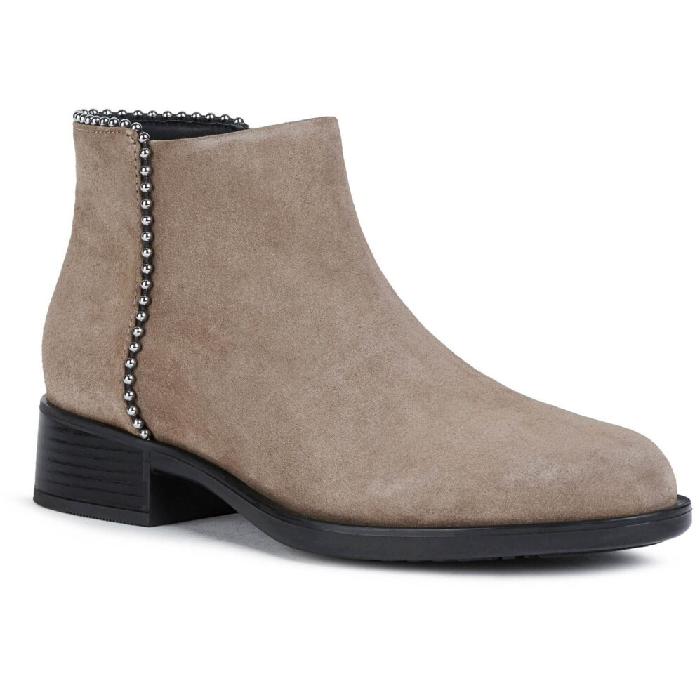 (Cream, 4 (Adults')) Geox Resia 100% Leather Bovine Suede Women's Dark Beige Boots