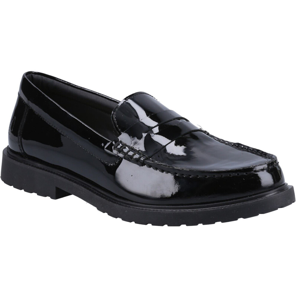 (Black, 9 (Adults')) Hush Puppies Verity Slip On Leather Women's Patent Black Loafers