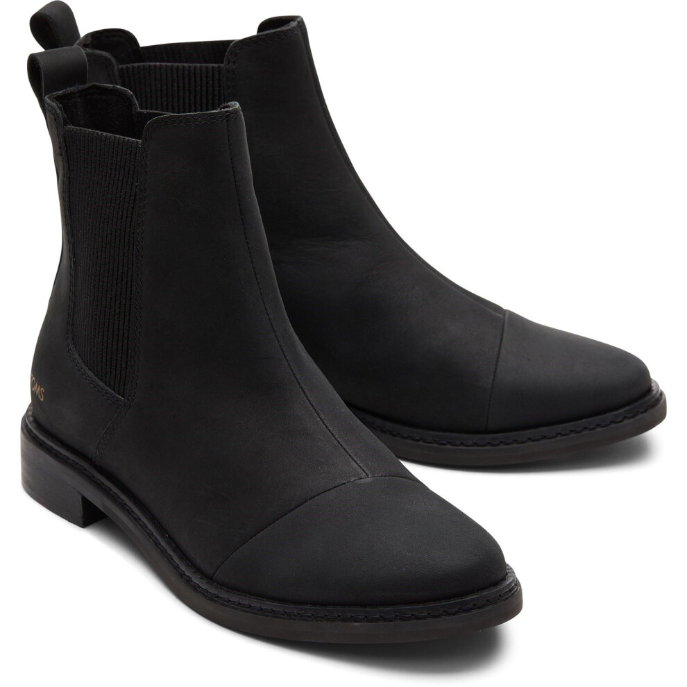 Toms (Black, 4 (Adults')) Charlie Leather Women's Black Boots
