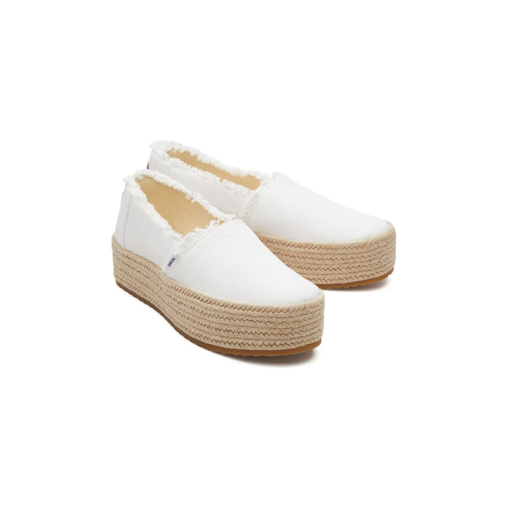Toms (White, 8 (Adults')) Valencia 100% Cotton Women's White Espadrilles