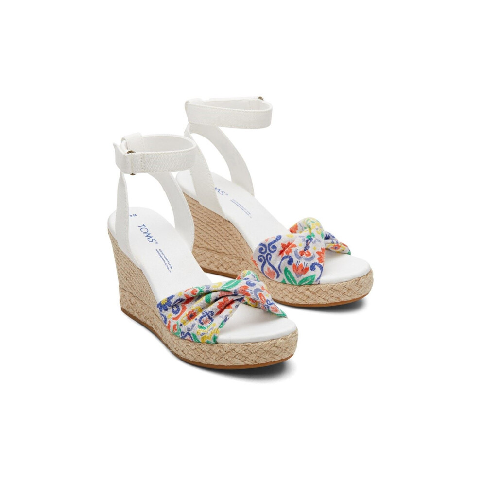 (White, 7 (Adults')) TOMS Marisela Polyester Women's White Wedges