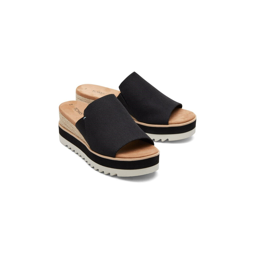 Toms (Black, 4 (Adults')) Diana Mule Polyester Women's Black Wedges