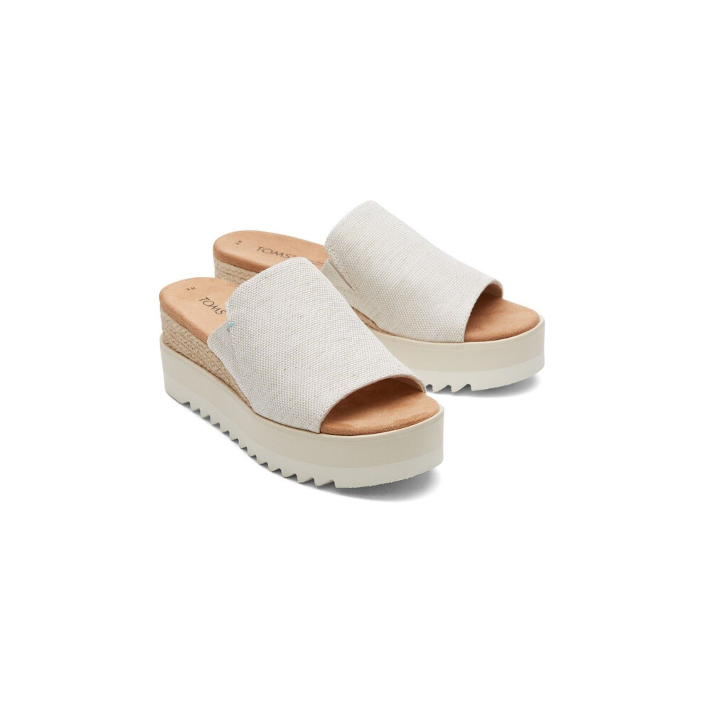 (Brown, 6 (Adults')) TOMS Diana Mule Nylon Women's Natural Wedges
