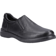 (Black, 12 (Adults')) Hush Puppies Matthew Leather Men's Black Loafers