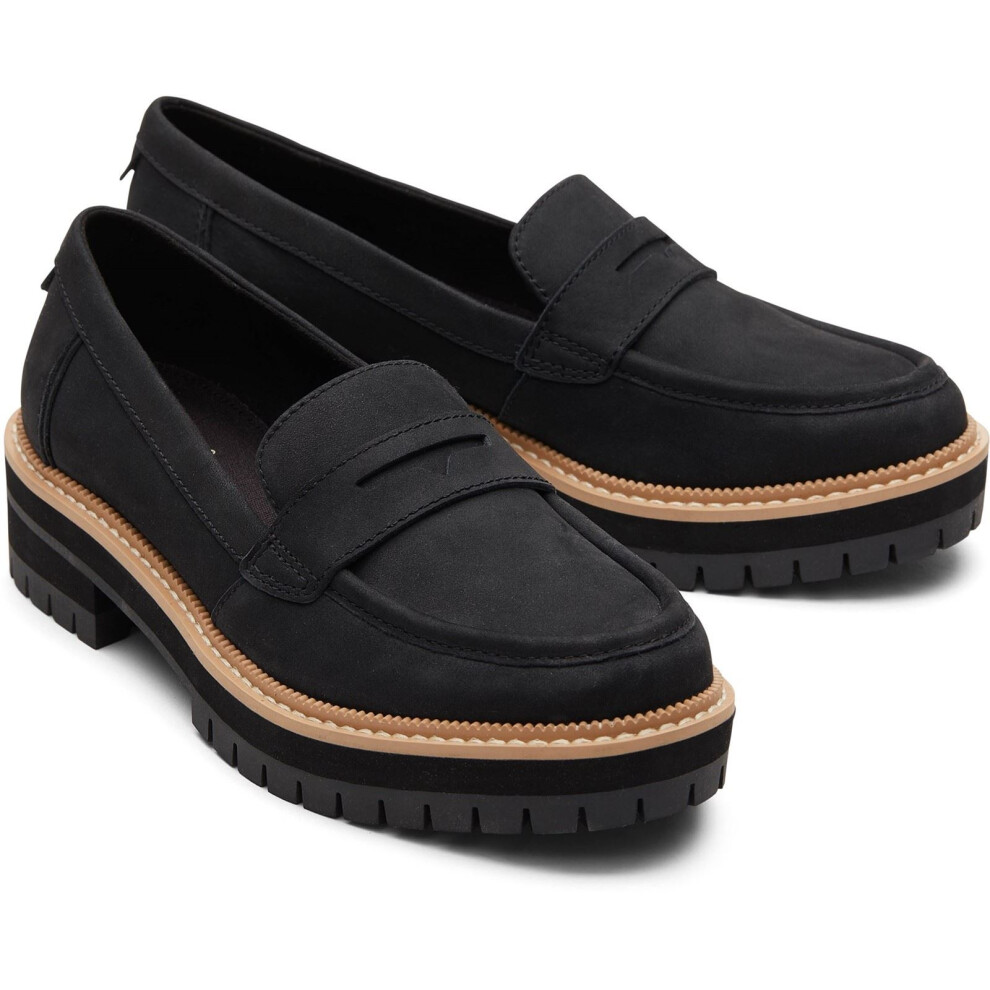 Toms (Black, 5 (Adults')) Cara Leather Women's Black Loafers