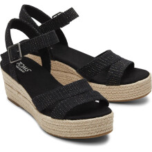 (Black, 6 (Adults')) TOMS Audrey Textile Women's Black Wedges