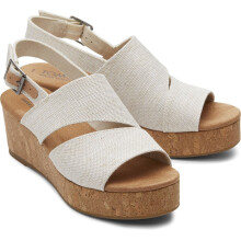 (Grey, 6 (Adults')) TOMS Claudine Nylon Women's Natural Wedges