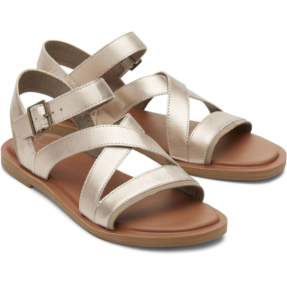 (Gold, 7 (Adults')) TOMS Sloane 100% Cow Women's Light Gold Wedges