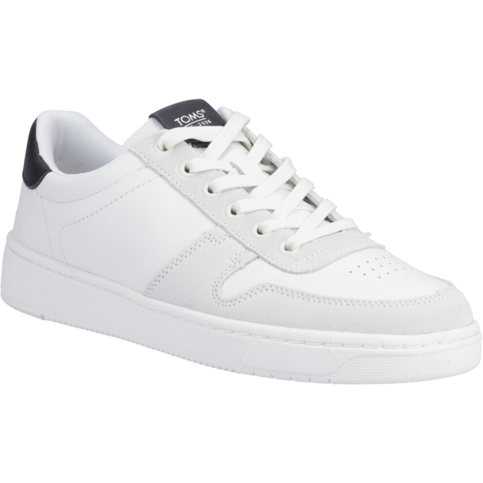 Toms (White, 7 (Adults')) Trvl Lite Court Leather Men's White/Black Trainers