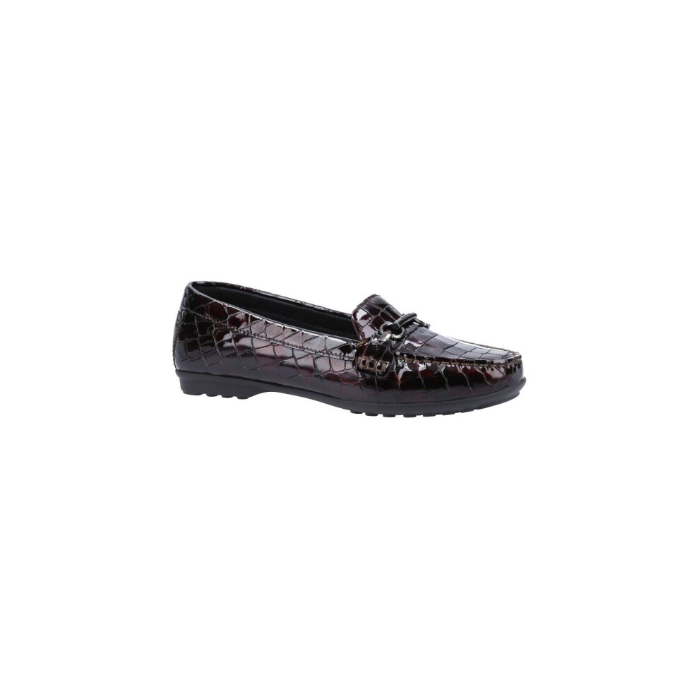 Geox Women's Red Elidia 100% Leather Bovine Coated Dark Burgundy Moccasins Shoes Uk Size 3 - Image 3