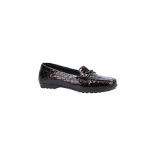 (Red, 4 (Adults')) Geox Elidia 100% Leather Bovine Coated Women's Dark Burgundy Moccasins Shoes