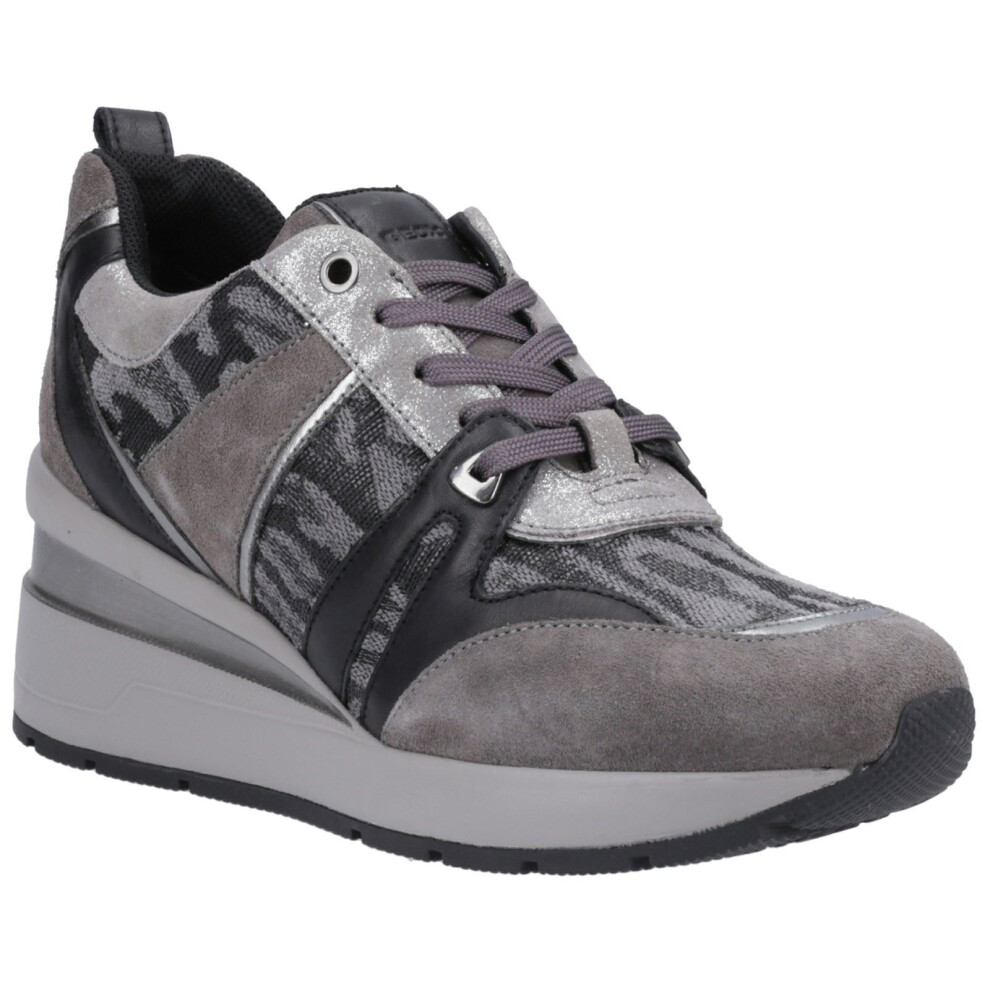 (Grey, 4 (Adults')) Geox D Zosma B 0 Women's Dark Grey Trainers
