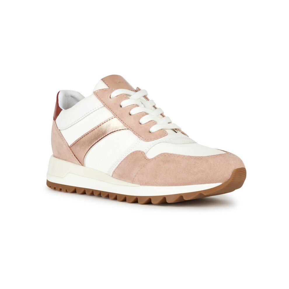Geox (, 5 (Adults')) D Tabelya Leather Bovine Suede- Textile Woven Polyester- Synthetic Nylon Women's Nude/White Trainers Brown