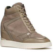 (Brown, 7.5 (Adults')) Geox D Maurica Leather Women's Dark Taupe Trainers