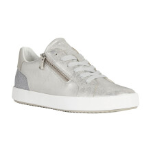 (Silver, 4 (Adults')) Geox D Blomiee A Synthetic Polyurethane Women's Silver Trainers