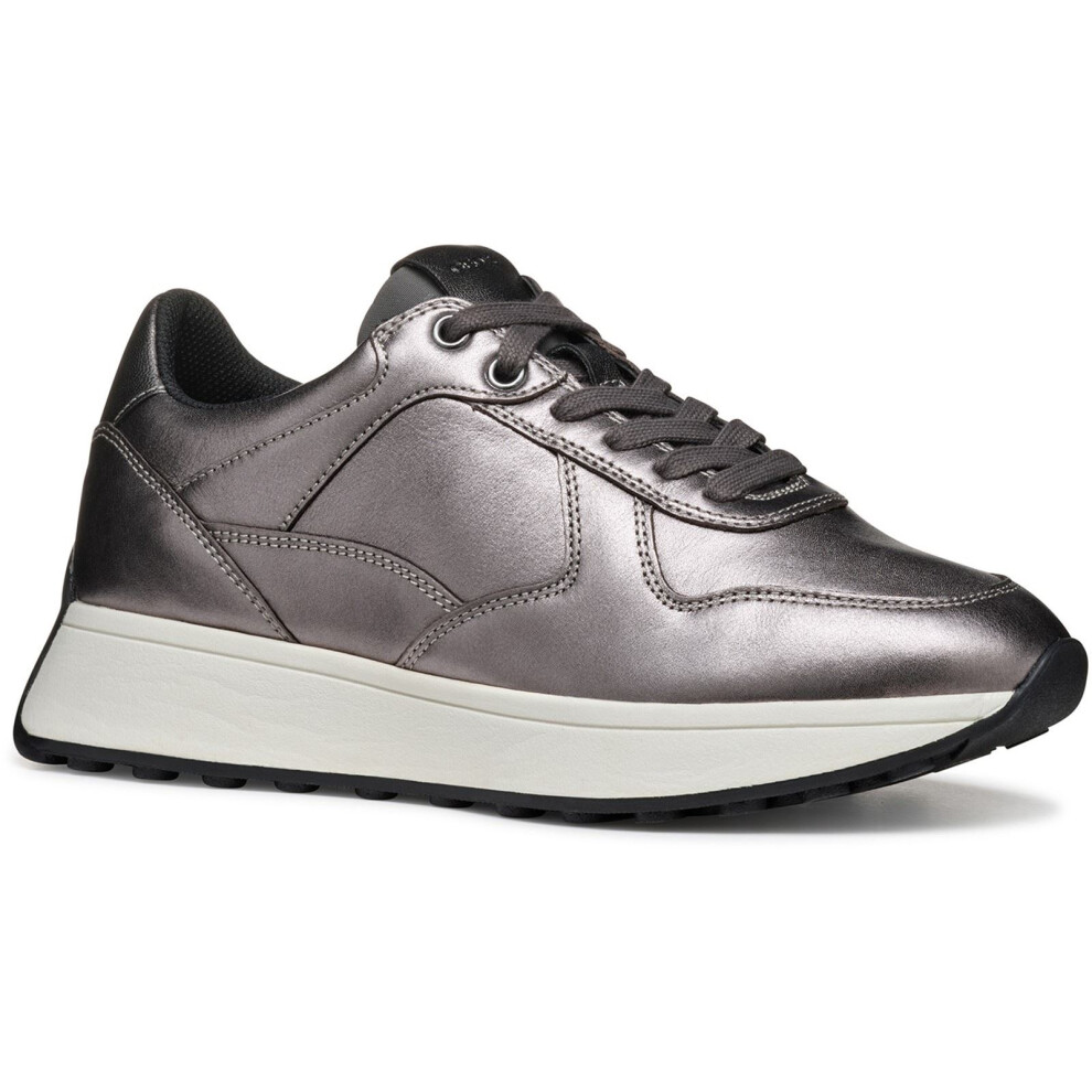 Geox (, 5 (Adults')) D Amabel A Leather Women's Gun Trainers Silver