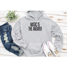 (Large, Grey) Music Is The Answer Black Grey Men Women Unisex Hoodie