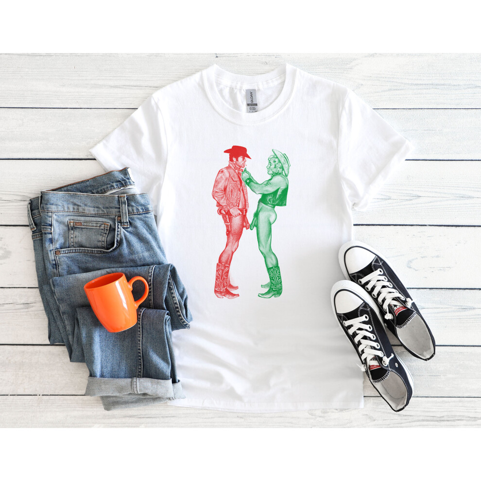 (Medium, White) Vivienne Westwood Cowboy Men Women Unisex Top T Shirt