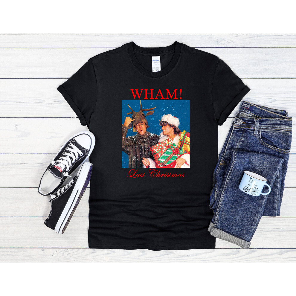 (Medium, Black) Wham Last Christmas Cool Funny Retro Men Women Unisex Top T Shirt