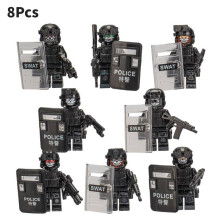 (Black) Elite Forces Minifigure Set Military Swat Building Blocks Action Oriented Toy
