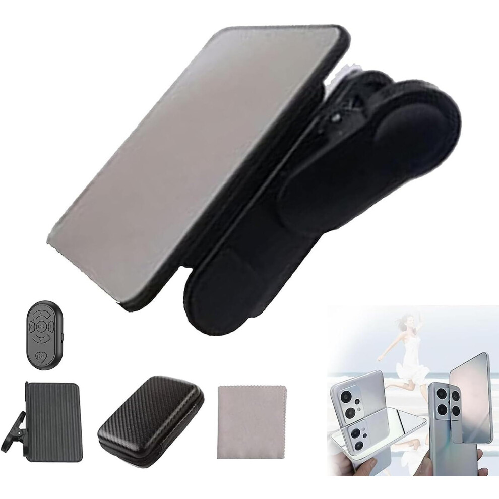 ( - With Remote) Smartphone Camera Mirror Reflection Clip Kit, Mobile Phone Reflection Camera Clip Selfie Reflector, Mobile Phone Shooting Suppli Black
