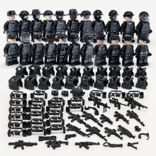 (B) Military Soldiers Black SWAT Jeeps Minifigures Toys