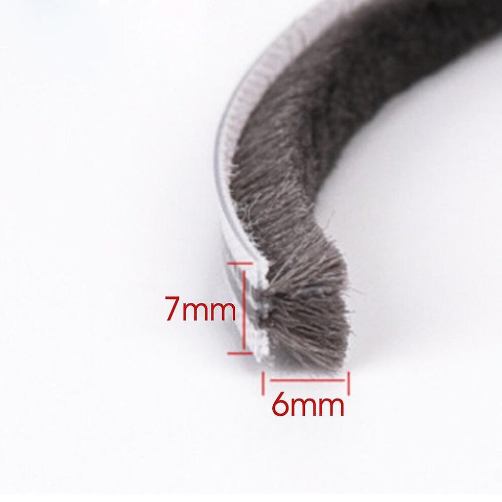 (7mm x 6mm (10M)) 10m Hairy Seal Brush Pile Door Window Sliding Weather Strip Draught Excluder