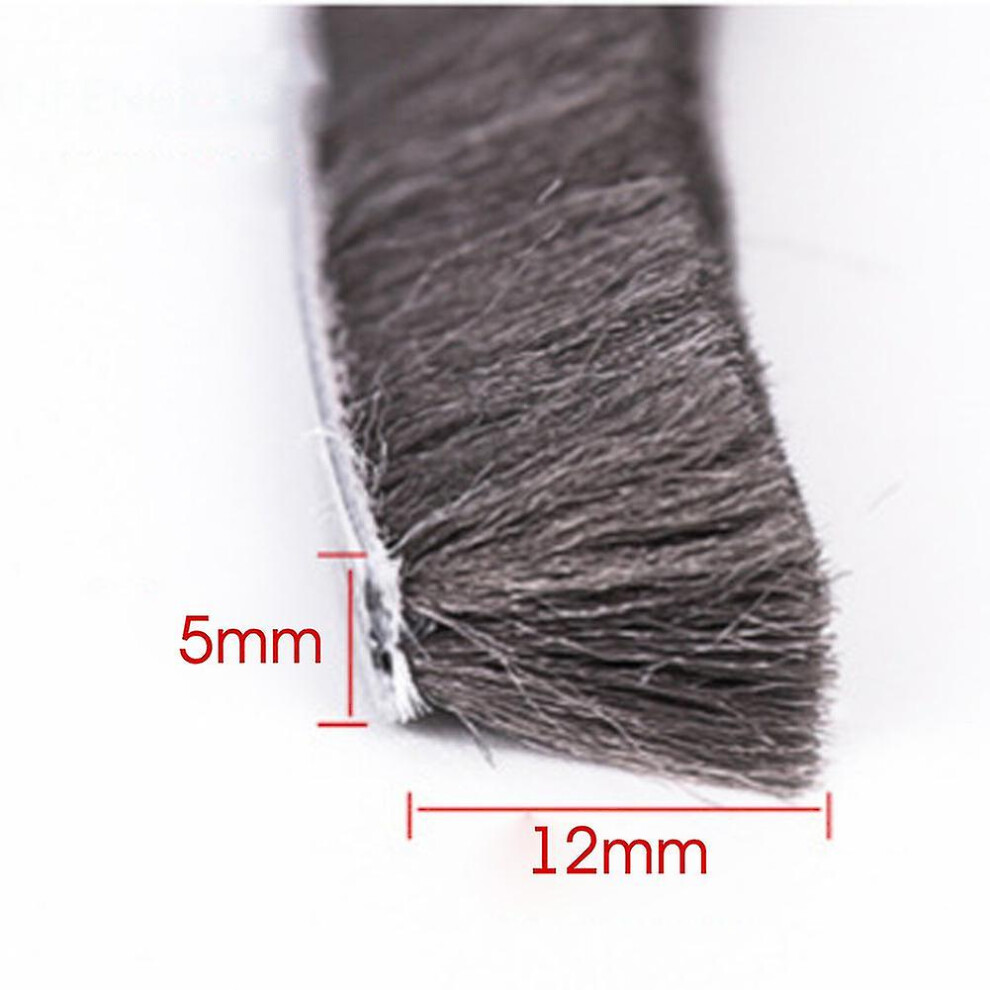 (5mm x 12mm (10M)) 10m Hairy Seal Brush Pile Door Window Sliding Weather Strip Draught Excluder