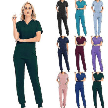 Women Medical Scrubs Doctor Uniform Trousers Set Nurse Dentist Hospital Suits