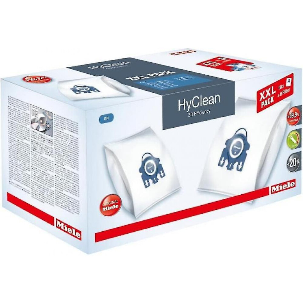 16 sacs HyClean 3D Efficiency pour aspirateur Miele – Compatible C2/C3, Classic C1, S2/S5/S8 – ouverture automatique et filtration >99,9%