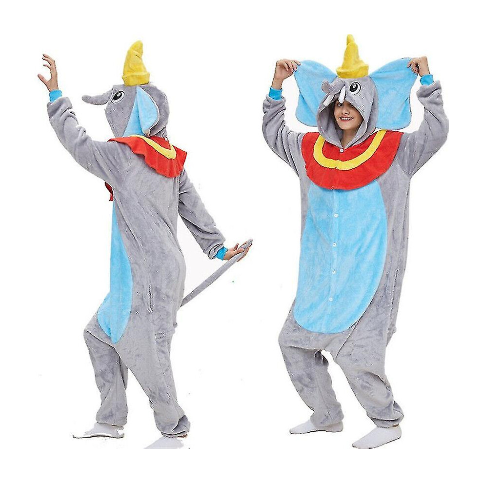 (S) Blue Dumbo Animal Elephant Onesie Unisex Adults Cosplay Costume Pajamas Kigurumi Jumpsuit Sleepwear