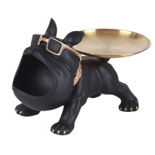 Creative French Bulldog Key Bowl Jewellery Storage Box Resin French Bulldog Sculpture Decorative Gifts ,100% New