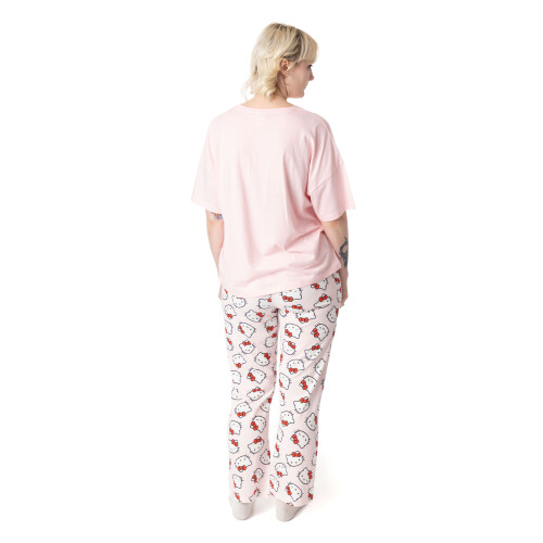 Hello Kitty (Medium) Hello Kitty Short Sleeve Long Leg Pyjama Set (Womens Pink) 1