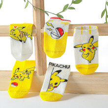 (E, 5-8years old) 5 Pairs Sports Cartoon Children's Socks Baby Boy Pokemon Pikachu Socks Kawaii Child Warm And Soft Gift Kids Girls Clothing