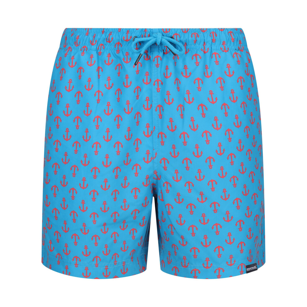 (S, Fluro Blue) Regatta Mens Loras Anchor Swim Shorts