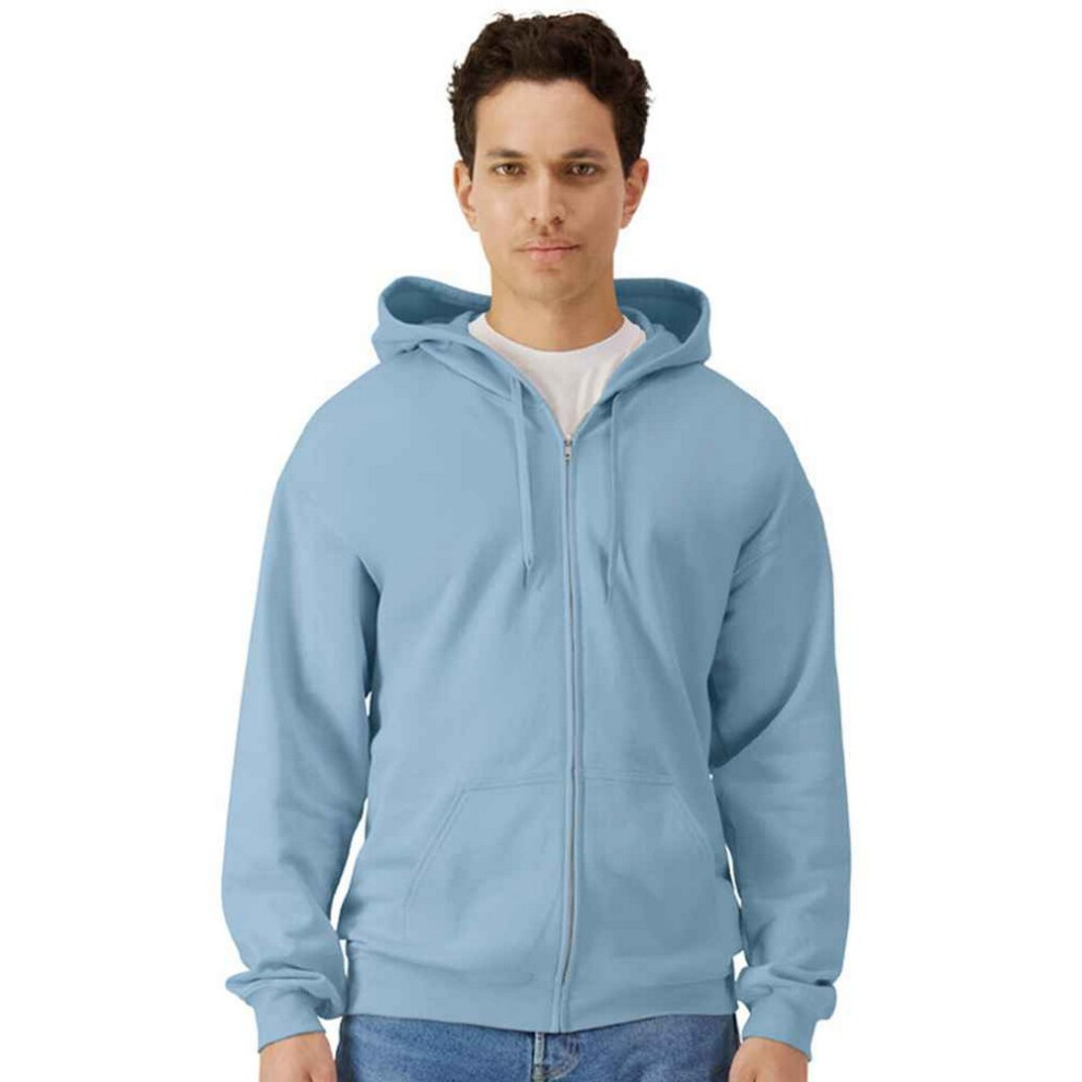 (4XL, Stone Blue) Gildan Mens Midweight Soft Touch Full Zip Hoodie