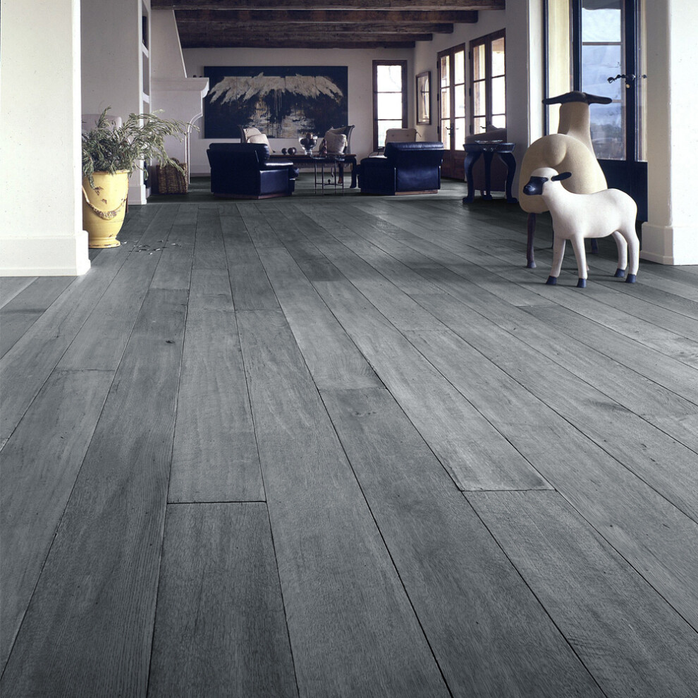 72Pcs Dark Grey Self Adhesive Waterproof Wear-Resistant PVC Wood Grain Effect Flooring