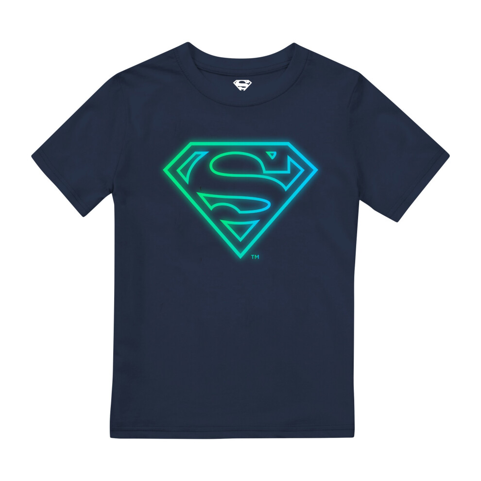 (9-10 Years, Navy) Superman Boys Arcade Logo T-Shirt