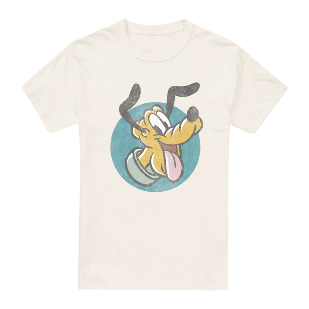 (M, Natural) Mickey Mouse & Friends Mens Pluto T-Shirt